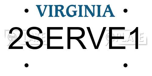 2SERVE1 Virginia License Plate