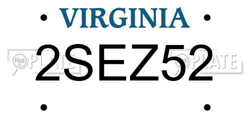 2SEZ52 Virginia License Plate
