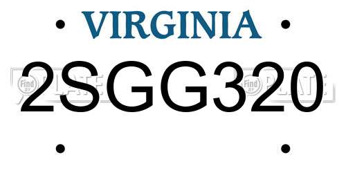 2SGG320 Virginia License Plate