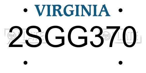2SGG370 Virginia License Plate