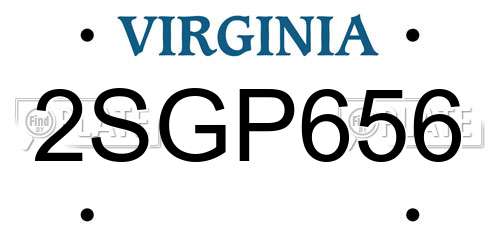 2SGP656 Virginia License Plate