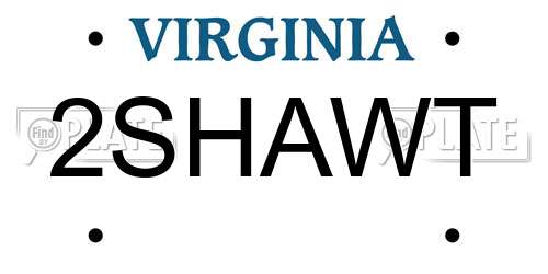 2SHAWT Virginia License Plate