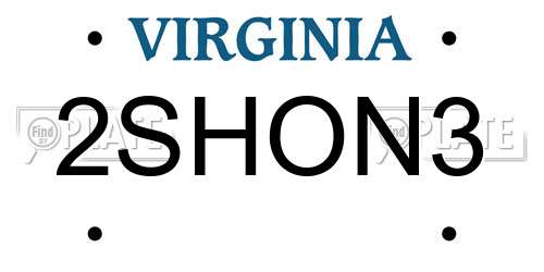2SHON3 Virginia License Plate