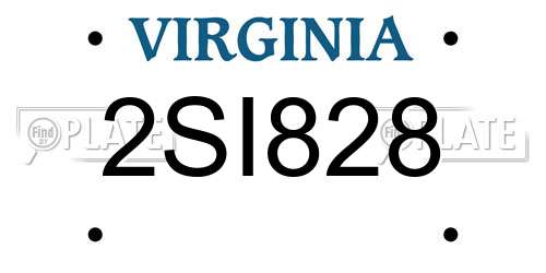 2SI828 Virginia License Plate