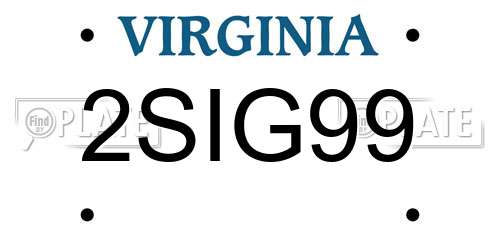 2SIG99 Virginia License Plate
