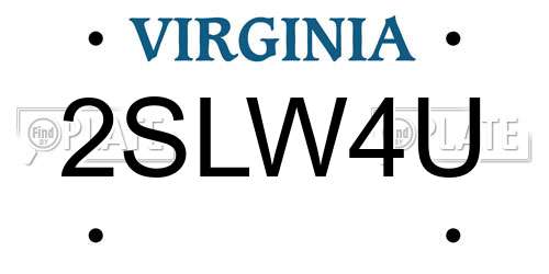 2SLW4U Virginia License Plate