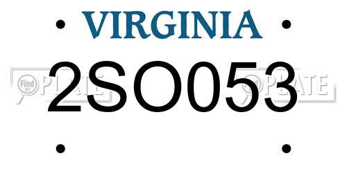 2SO053 Virginia License Plate