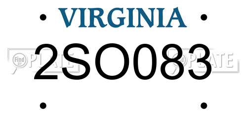 2SO083 Virginia License Plate