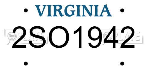2SO1942 Virginia License Plate