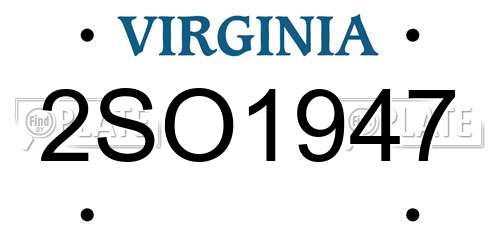 2SO1947 Virginia License Plate