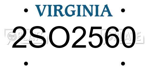 2SO2560 Virginia License Plate