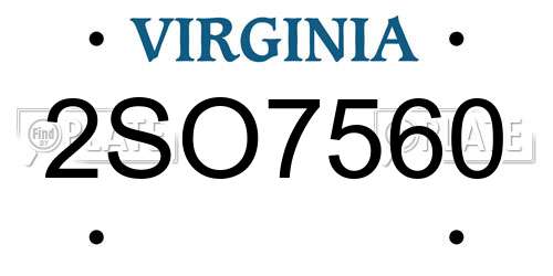 2SO7560 Virginia License Plate