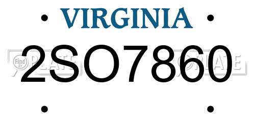 2SO7860 Virginia License Plate