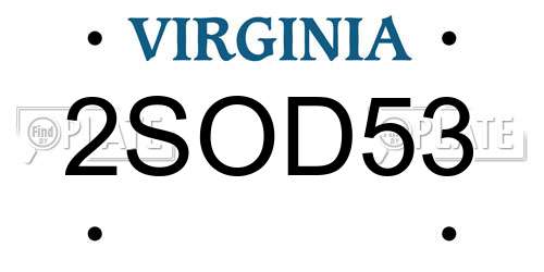 2SOD53 Virginia License Plate