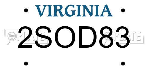 2SOD83 Virginia License Plate