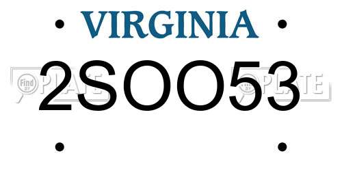 2SOO53 Virginia License Plate