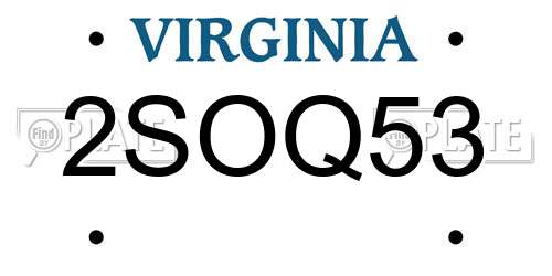 2SOQ53 Virginia License Plate