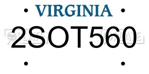 2SOT560 Virginia License Plate