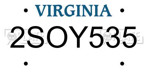 2SOY535 Virginia License Plate