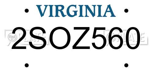 2SOZ560 Virginia License Plate