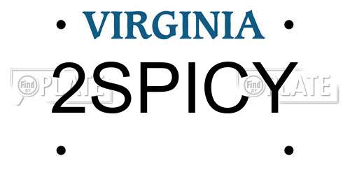 2SPICY Virginia License Plate