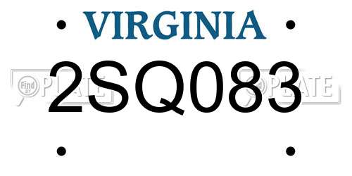 2SQ083 Virginia License Plate