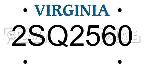 2SQ2560 Virginia License Plate