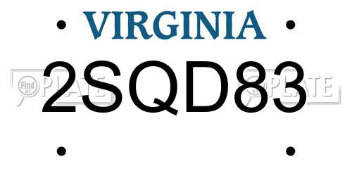 2SQD83 Virginia License Plate