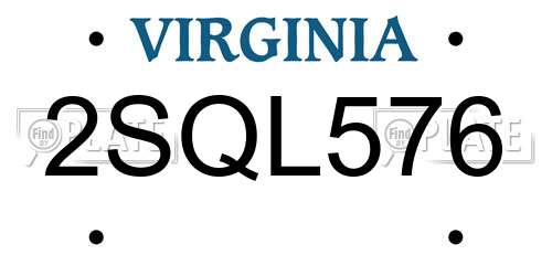 2SQL576 Virginia License Plate