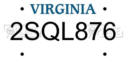 2SQL876 Virginia License Plate