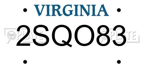 2SQO83 Virginia License Plate