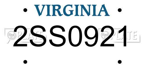 2SS0921 Virginia License Plate