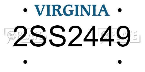 2SS2449 Virginia License Plate