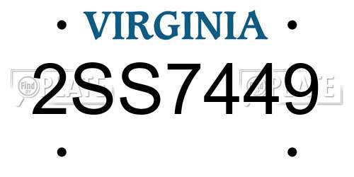 2SS7449 Virginia License Plate