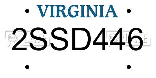 2SSD446 Virginia License Plate