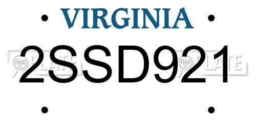 2SSD921 Virginia License Plate
