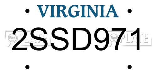 2SSD971 Virginia License Plate