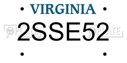 2SSE52 Virginia License Plate