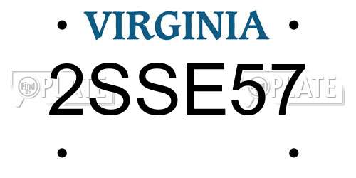 2SSE57 Virginia License Plate