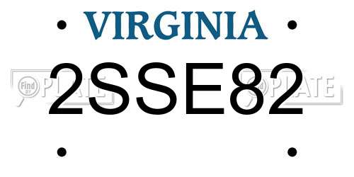 2SSE82 Virginia License Plate