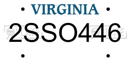 2SSO446 Virginia License Plate