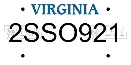 2SSO921 Virginia License Plate