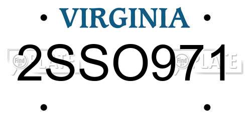 2SSO971 Virginia License Plate