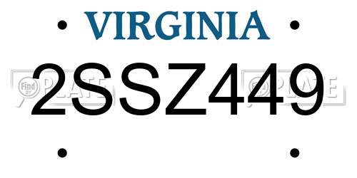 2SSZ449 Virginia License Plate