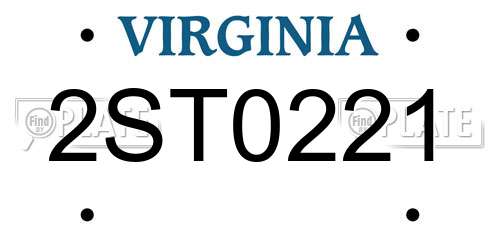 2ST0221 Virginia License Plate