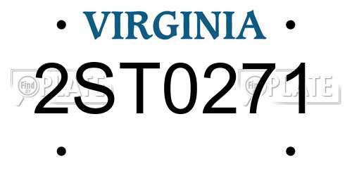 2ST0271 Virginia License Plate