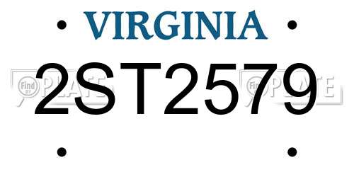 2ST2579 Virginia License Plate