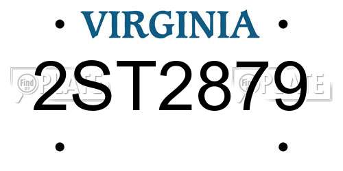 2ST2879 Virginia License Plate