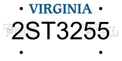 2ST3255 Virginia License Plate