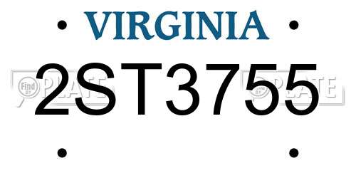 2ST3755 Virginia License Plate